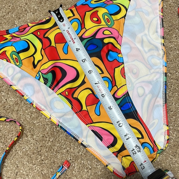NWT (XXXL/3X) geometric colorful string bikini high leg with matching gauze wrap - Picture 9 of 12